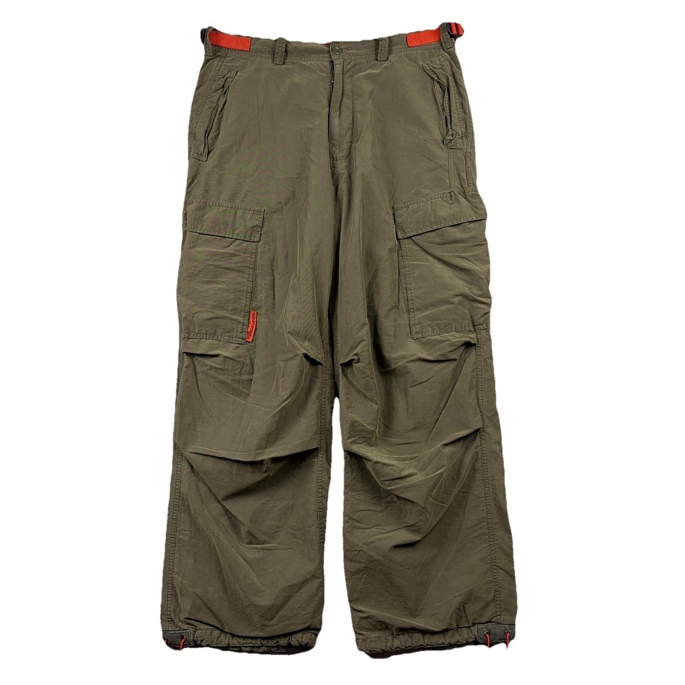 Abercrombie Fitch Pants Mens L Green Cargo Baggy Wide Leg Paratrooper Rave Y2K